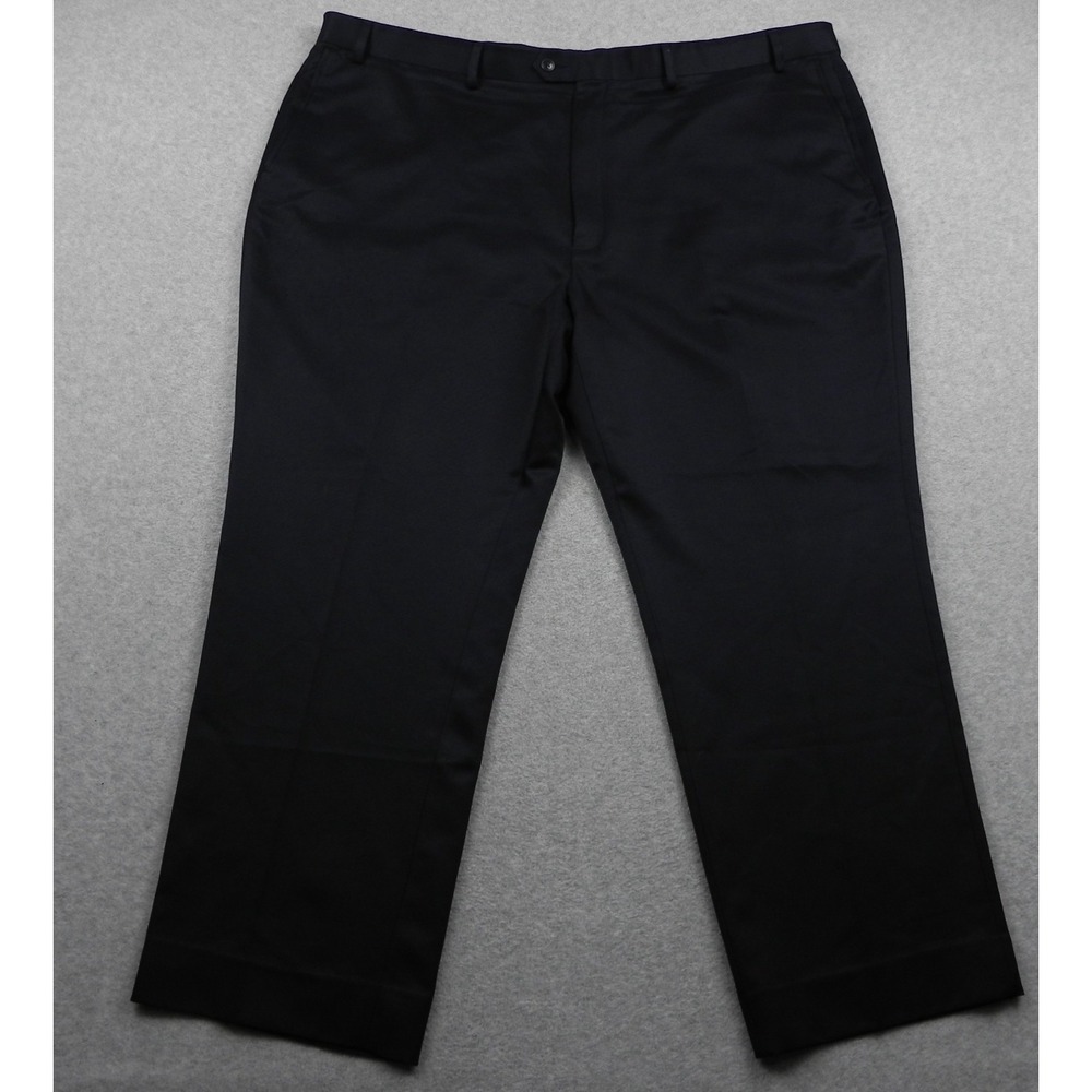 Roundtree & Yorke Pants Mens 48x29 TravelSmart Dress Suit Flat Front Navy Blue